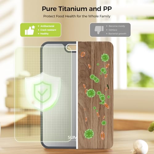 Titanium Cutting Board for Kitchen, Cutting Board Double Sided Food Grade, Pure Titanium/PP, Easy to Clean Large Size 15”×10.3” - My Kitchen Products