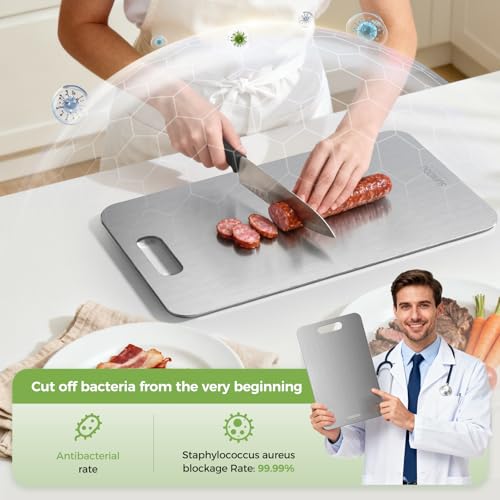 Titanium Cutting Board Set of 3, 100% Double-Sided Titanium Cutting Boards for Kitchen, Dishwasher Safe Non-Toxic Chopping Boards for Meat, Vegetables, Fruits, Raw and Cooked Food Prep (M+L+XL） - My Kitchen Products