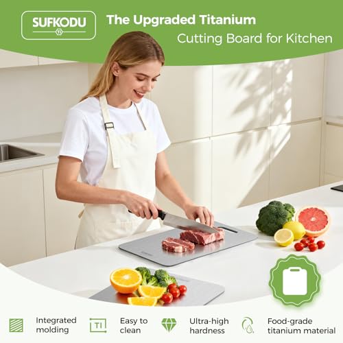 Titanium Cutting Board Set of 3, 100% Double-Sided Titanium Cutting Boards for Kitchen, Dishwasher Safe Non-Toxic Chopping Boards for Meat, Vegetables, Fruits, Raw and Cooked Food Prep (M+L+XL） - My Kitchen Products