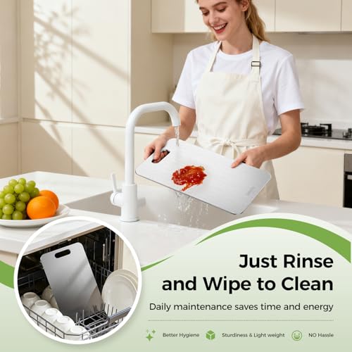 Titanium Cutting Board Set of 3, 100% Double-Sided Titanium Cutting Boards for Kitchen, Dishwasher Safe Non-Toxic Chopping Boards for Meat, Vegetables, Fruits, Raw and Cooked Food Prep (M+L+XL） - My Kitchen Products
