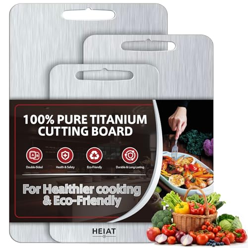 Titanium Cutting Board Set of 3, 100% Pure Titanium Cutting Boards for Kitchen, Non-Toxic, Double-Sided Chopping Boards for Raw & Cooked Food, Handles Included, Dishwasher Safe(M+L+XL) - My Kitchen Products