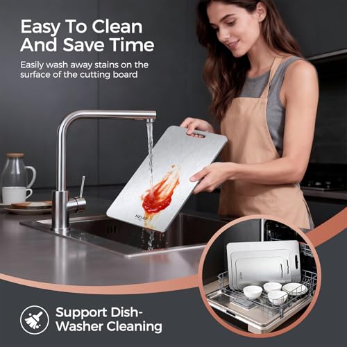 Titanium Cutting Board Set of 3, 100% Pure Titanium Cutting Boards for Kitchen, Non-Toxic, Double-Sided Chopping Boards for Raw & Cooked Food, Handles Included, Dishwasher Safe(M+L+XL) - My Kitchen Products