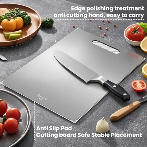 Titanium Cutting Board Set of 3, 100% Pure Titanium Food Grade Kitchen Chopping Board, Double-Sided Non-Toxic Easy to Clean & Dishwasher Safe, for Meats, Fruits and Vegetables (M+L+XL) - My Kitchen Products