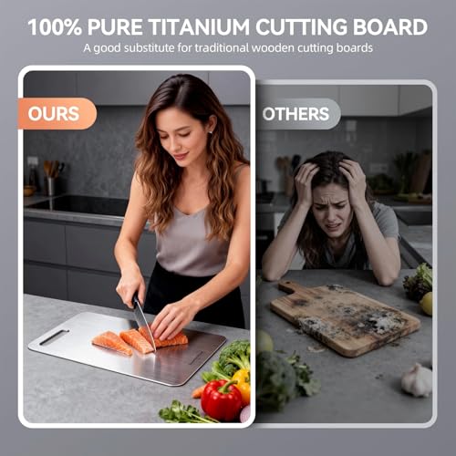 Titanium Cutting Boards Set of 3, 100% Pure Titanium Kitchen Cutting Board, Double-Sided Non-Toxic Cutting Board, Ideal for Slicing and Dicing Meats, Features Handle, Dishwasher Safe - My Kitchen Products
