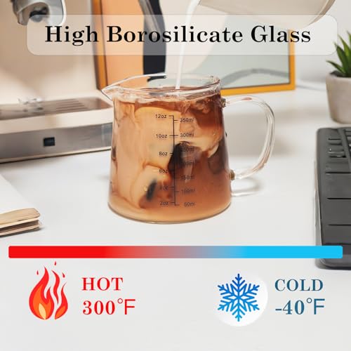 TIWPAJS Espresso Cups12OZ, Espresso Accessories, Expresso Shots Cup, Heat-resistant Glass Measuring Cup, Milk Frothing Pitcher, Frother Cup, Creamer Container, Dishwasher/Microwave/Stovetop Safe - My Kitchen Products