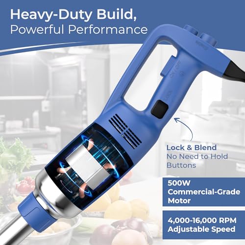 TK Commercial Immersion Blender, 500 Watt/.5 HP Variable Speed Motor, 16,000 RPM Heavy Duty with Performance Assurance - 16" - My Kitchen Products