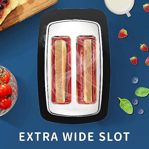 Toaster 2 Slice Wide Slot Toaster Best Rated Prime Display Smart Toasters with LCD Digital Countdown Timer and Bagel/Defrost/Cancel/Reheat Function - My Kitchen Products