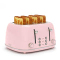Toaster 4 Slice, Retro Stainless with 6 Bread Shade Settings,1.5''Wide Slots Toaster with Cancel/Defrost/Reheat Functions,Dual Independent Control Panel, Removal Crumb Tray (Pink) - My Kitchen Products