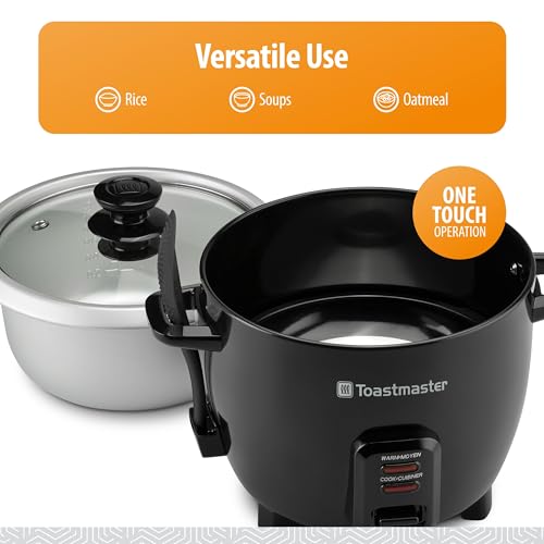 Toastmaster Electric Rice Cooker - Large Capacity for Soups, Oatmeal & More - Automatic Rice Cooker with Tempered Glass Lid & Keep Warm Mode - 10-Cup, Black - My Kitchen Products