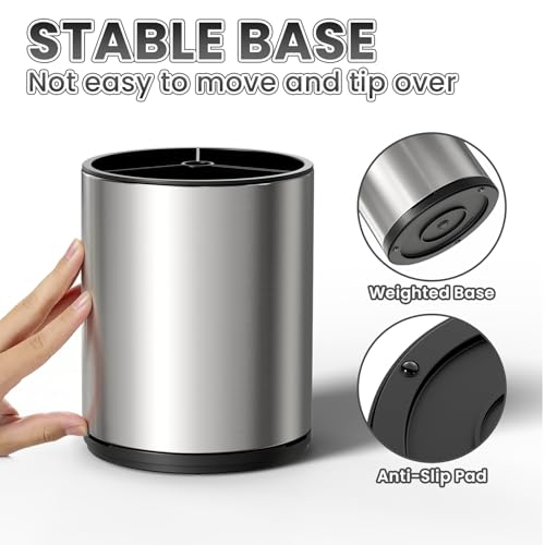TODAYGO Utensil Holder For Kitchen Counter, Large 360°Rotating Stainless Steel Utensil Crock with 3 Compartment, Drainage Non-Slip - My Kitchen Products
