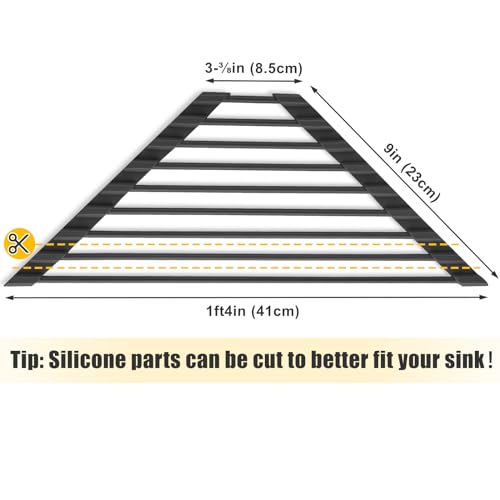Tomorotec Small Triangle Roll-Up Dish Drying Rack with Silicone Coating Stainless Steel Frame for Sink Corners, Multipurpose Over-The-Sink Kitchen Drainer & Organizer for Space-Saving Storage (Black) - My Kitchen Products
