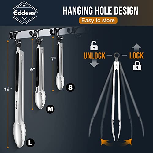 Tongs For Cooking - Heat Resistant 600 Degrees Stainless Steel Kitchen Tong,Heavy Duty Metal Locking Tongs - Perfect for Food,Salad and BBQ set of 3 (7",9" and 12") Dishwasher - My Kitchen Products