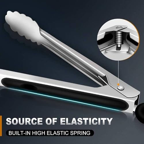 Tongs For Cooking - Heat Resistant 600 Degrees Stainless Steel Kitchen Tong,Heavy Duty Metal Locking Tongs - Perfect for Food,Salad and BBQ set of 3 (7",9" and 12") Dishwasher - My Kitchen Products