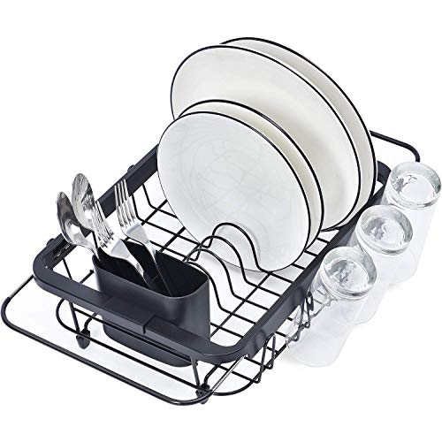 TOOLF Expandable Dish Drying Rack Over The Sink Adjustable Dish Rack in Sink Or On Counter Dish Drainer with Utensil Holder Rustproof for Kitchen - My Kitchen Products