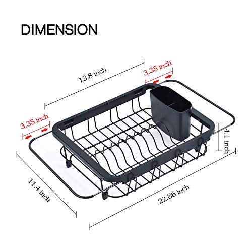 TOOLF Expandable Dish Drying Rack Over The Sink Adjustable Dish Rack in Sink Or On Counter Dish Drainer with Utensil Holder Rustproof for Kitchen - My Kitchen Products