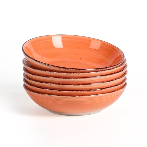 TootieWare Pasta Bowls Set of 6, 38 oz Salad Bowl, Ceramic Plates Bowls Set for Pasta, Salad, &