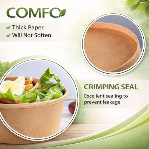 TOPtoper 50 Pcs 32 Oz Large Paper Bowls with Lids, Disposable Soup Serving Bowls Bulk Party Supplies for Hot/Cold Food, Soup (32 OZ) - My Kitchen Products