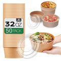 TOPtoper 50 Pcs 32 Oz Large Paper Bowls with Lids, Disposable Soup Serving Bowls Bulk Party Supplies for Hot/Cold Food, Soup (32 OZ) - My Kitchen Products