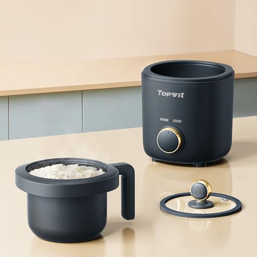TOPWIT Rice Cooker Small, Mini Rice Cooker 2 Cups Uncooked, 1.2L Portable Rice Maker with Non-stick Coating, BPA Free, One Touch & Keep Warm Function, Grey - My Kitchen Products