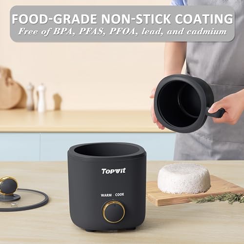 TOPWIT Rice Cooker Small, Mini Rice Cooker 2 Cups Uncooked, 1.2L Portable Rice Maker with Non-stick Coating, BPA Free, One Touch & Keep Warm Function, Grey - My Kitchen Products
