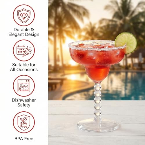 TOPZEA Acrylic Margarita Glasses Set of 4, 13.5 oz Shatter-proof Plastic Daiquiri Cocktail Cup, Unbreakable Martini Champagne Coupe Glasses Drinkware for Poolside, Bar, Party, BPA-free, Reusable - My Kitchen Products