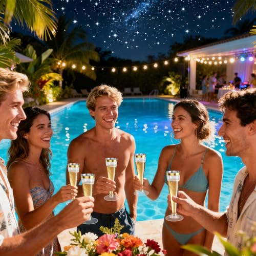 Torchero 20 Pack Champagne Flutes Plastic Wine Glasses Disposable, 4.5 Oz Gold Rim Mimosa Glasses for 2026 Engagement Wedding Birthday Bar Soccer Football Party Supplies, Bulk Toasting Cocktail Cups - My Kitchen Products