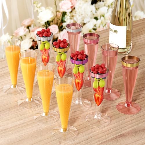Torchero 20 Pack Champagne Flutes Plastic Wine Glasses Disposable, 4.5 Oz Gold Rim Mimosa Glasses for 2026 Engagement Wedding Birthday Bar Soccer Football Party Supplies, Bulk Toasting Cocktail Cups - My Kitchen Products