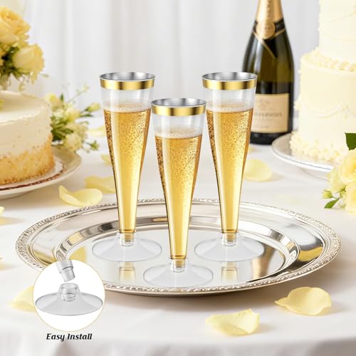 Torchero 20 Pack Champagne Flutes Plastic Wine Glasses Disposable, 4.5 Oz Gold Rim Mimosa Glasses for 2026 Engagement Wedding Birthday Bar Soccer Football Party Supplies, Bulk Toasting Cocktail Cups - My Kitchen Products