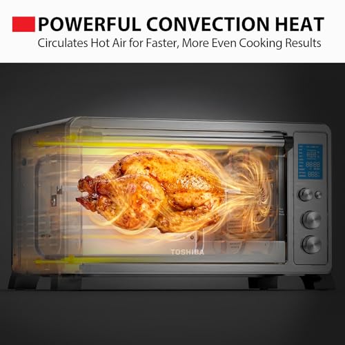 TOSHIBA 10-in-1 Convection Toaster Oven, 6-Slice Countertop Oven, 1500W with Toast, Bake, Broil, Rotisserie & Pizza Functions, LCD Knob Controls, 6 Accessories, Stainless Steel - My Kitchen Products