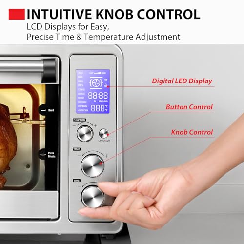 TOSHIBA 10-in-1 Convection Toaster Oven, 6-Slice Countertop Oven, 1500W with Toast, Bake, Broil, Rotisserie & Pizza Functions, LCD Knob Controls, 6 Accessories, Stainless Steel - My Kitchen Products