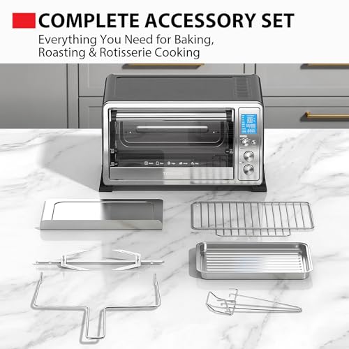 TOSHIBA 10-in-1 Convection Toaster Oven, 6-Slice Countertop Oven, 1500W with Toast, Bake, Broil, Rotisserie & Pizza Functions, LCD Knob Controls, 6 Accessories, Stainless Steel - My Kitchen Products