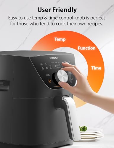 Toshiba 5.5QT Air Fryer with Heat-Q Technology, Quick and Easy Meals, 8 Preset Menus and Menu-IQ Function, 1-Degree Fahrenheit Precision, 90% Less Oil, Double-Sided Handles - My Kitchen Products