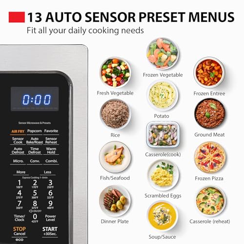 Toshiba Air Fryer Combo 4-in-1 Countertop Microwave Oven, Smart Sensor, Convection, Mute Function, Position Memory 13.6" Turntable, 1.5 Cu Ft, 1000W, Silver, ML-EC42P(SS) - My Kitchen Products