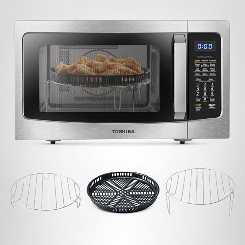 Toshiba Air Fryer Combo 4-in-1 Countertop Microwave Oven, Smart Sensor, Convection, Mute Function, Position Memory 13.6" Turntable, 1.5 Cu Ft, 1000W, Silver, ML-EC42P(SS) - My Kitchen Products