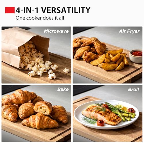 Toshiba Air Fryer Combo 4-in-1 Countertop Microwave Oven, Smart Sensor, Convection, Mute Function, Position Memory 13.6" Turntable, 1.5 Cu Ft, 1000W, Silver, ML-EC42P(SS) - My Kitchen Products