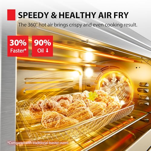 TOSHIBA ChefFry Air Fryer Toaster Oven Combo, 26.4 QT Large Capacity, 12-in-1 Countertop Toaster Oven, Stainless Steel - My Kitchen Products