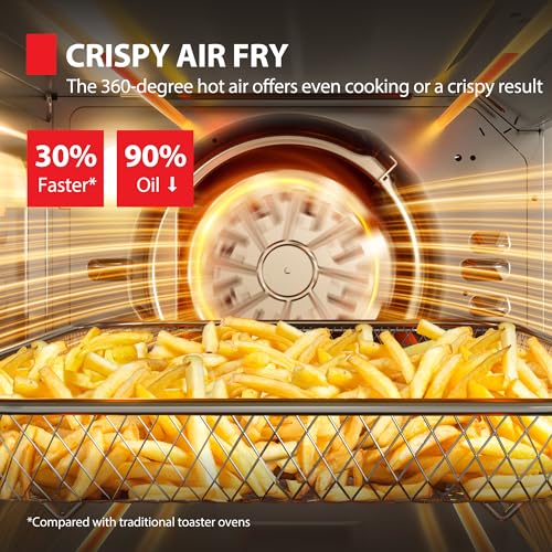 TOSHIBA ChefFry Air Fryer Toaster Oven Combo with Toast, Bake, Broil, Pizza & Dehydrate, 26.4-Quart Capacity, Stainless Steel - My Kitchen Products