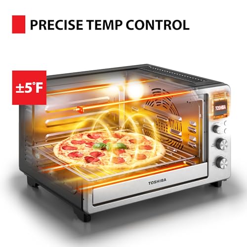 TOSHIBA ChefFry Air Fryer Toaster Oven Combo with Toast, Bake, Broil, Pizza & Dehydrate, 26.4-Quart Capacity, Stainless Steel - My Kitchen Products