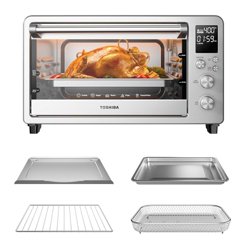 TOSHIBA ChefFry Air Fryer Toaster Oven Combo with Toast, Bake, Broil, Pizza & Dehydrate, 26.4-Quart Capacity, Stainless Steel - My Kitchen Products