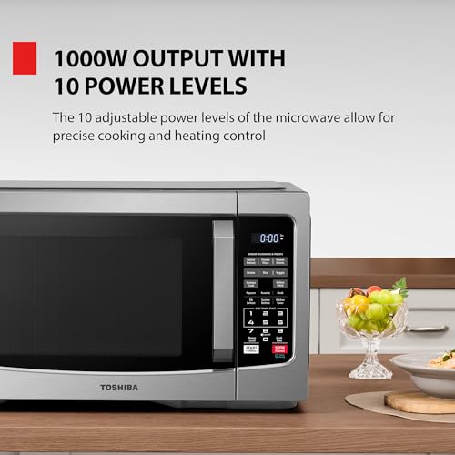 TOSHIBA EM131A5C-SS Countertop Microwave Ovens 1.2 Cu Ft with 12.4" Removable Turntable Smart Humidity Sensor, 12 Auto Menus Mute Function ECO Mode Easy Clean Interior, 1000W, Silver - My Kitchen Products
