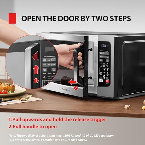 TOSHIBA EM131A5C-SS Countertop Microwave Ovens 1.2 Cu Ft with 12.4" Removable Turntable Smart Humidity Sensor, 12 Auto Menus Mute Function ECO Mode Easy Clean Interior, 1000W, Silver - My Kitchen Products
