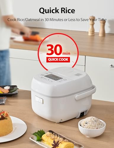 Toshiba Mini Rice Cooker, 3 Cups Uncooked Small Rice Cooker, Steamer & Warmer, With Fuzzy Logic And One-Touch Cooking, 24 Hour Delay Timer And Auto Keep Warm Feature, White - My Kitchen Products