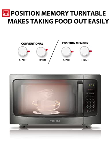 TOSHIBA ML-EM45P(BS) Countertop Microwave Oven with Smart Sensor and 13.6" Removable Position Memory Turntable, Sound On/Off Function, 1200W, 1.6 Cu.ft, Black Stainless Steel - My Kitchen Products