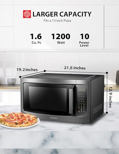 TOSHIBA ML-EM45P(BS) Countertop Microwave Oven with Smart Sensor and 13.6" Removable Position Memory Turntable, Sound On/Off Function, 1200W, 1.6 Cu.ft, Black Stainless Steel - My Kitchen Products