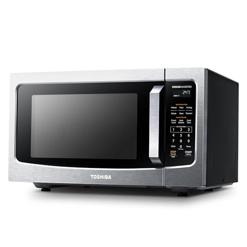 TOSHIBA ML-EM45PIT(SS) Countertop Microwave Oven with Inverter Technology, Kitchen Essentials, Smart Sensor, Auto Defrost, 1.6 Cu.ft, 13.6" Removable Turntable, 33lb.&1250W, Stainless Steel - My Kitchen Products