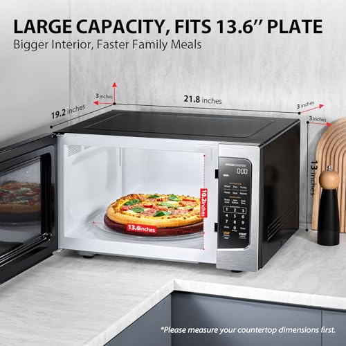TOSHIBA ML-EM45PIT(SS) Countertop Microwave Oven with Inverter Technology, Kitchen Essentials, Smart Sensor, Auto Defrost, 1.6 Cu.ft, 13.6" Removable Turntable, 33lb.&1250W, Stainless Steel - My Kitchen Products