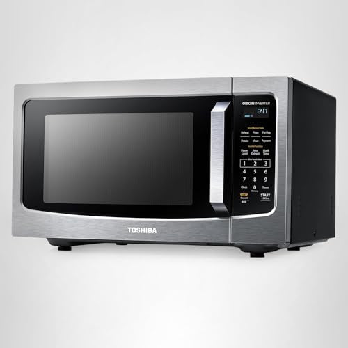TOSHIBA ML-EM45PIT(SS) Countertop Microwave Oven with Inverter Technology, Kitchen Essentials, Smart Sensor, Auto Defrost, 1.6 Cu.ft, 13.6" Removable Turntable, 33lb.&1250W, Stainless Steel - My Kitchen Products