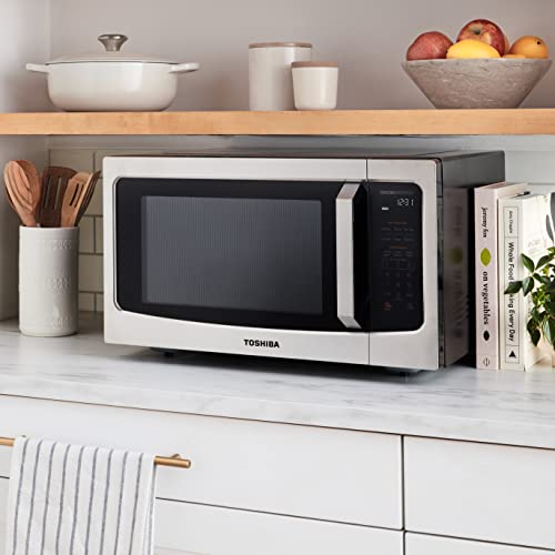 TOSHIBA ML-EM45PIT(SS) Countertop Microwave Oven with Inverter Technology, Kitchen Essentials, Smart Sensor, Auto Defrost, 1.6 Cu.ft, 13.6" Removable Turntable, 33lb.&1250W, Stainless Steel - My Kitchen Products