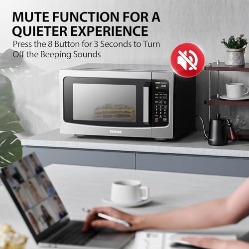 TOSHIBA ML-EM45PIT(SS) Countertop Microwave Oven with Inverter Technology, Kitchen Essentials, Smart Sensor, Auto Defrost, 1.6 Cu.ft, 13.6" Removable Turntable, 33lb.&1250W, Stainless Steel - My Kitchen Products
