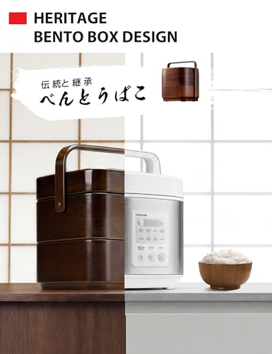 TOSHIBA Rice Cooker Heritage Bento Box, Digital Control, 5.5-Cup Uncooked Rice Capacity, 9 Functions with 3D Heating and 24-Hour Auto Keep Warm - My Kitchen Products